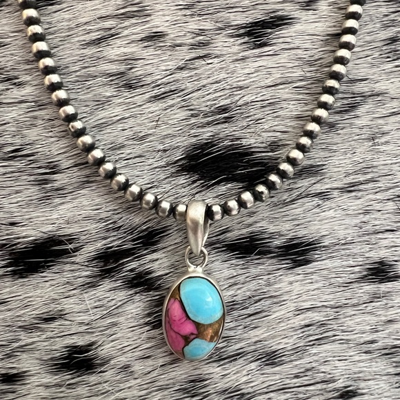 Navajo Jewelry - ❤️ Cotton Candy Kingman Turquoise Navajo Style Sterling 925 Pendant 1.02”L